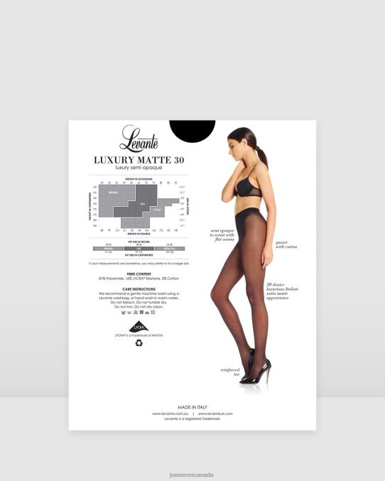 Levante luxury matte 30 denier tight Jo Mercer Black Accessories 6D6FN487