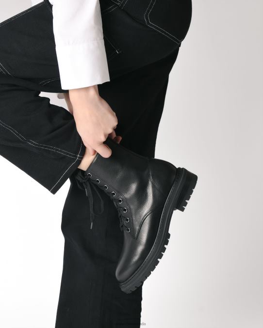 Bordeaux flat ankle boots Jo Mercer Black Leather Footwear 6D6FN345