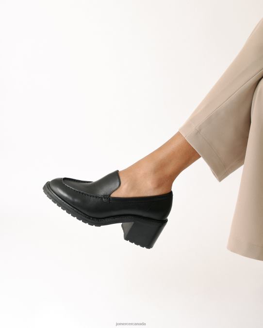 Natalia mid heel loafers Jo Mercer Black Leather Footwear 6D6FN17