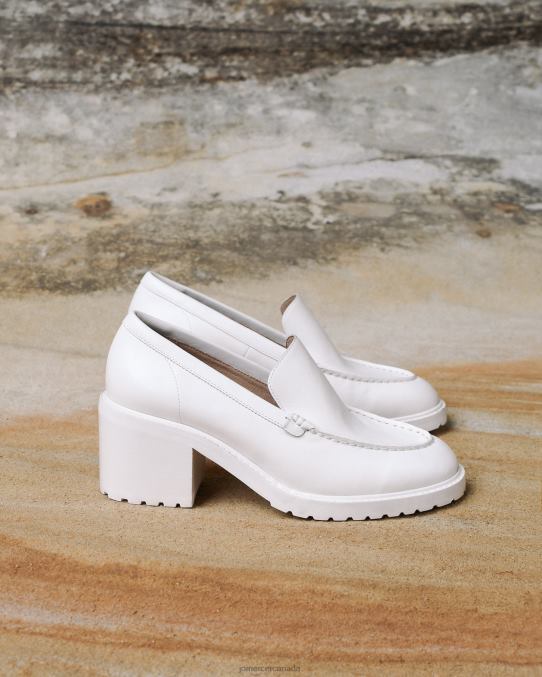 Natalia mid heel loafers Jo Mercer Off White Leather Footwear 6D6FN18