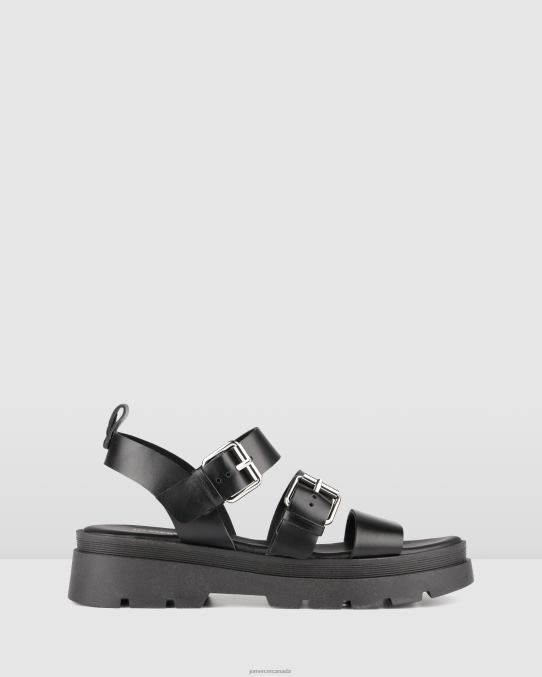 Gia flat sandals Jo Mercer Black Leather Footwear 6D6FN275