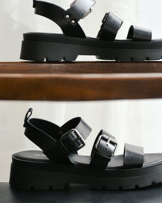 Gia flat sandals Jo Mercer Black Leather Footwear 6D6FN275