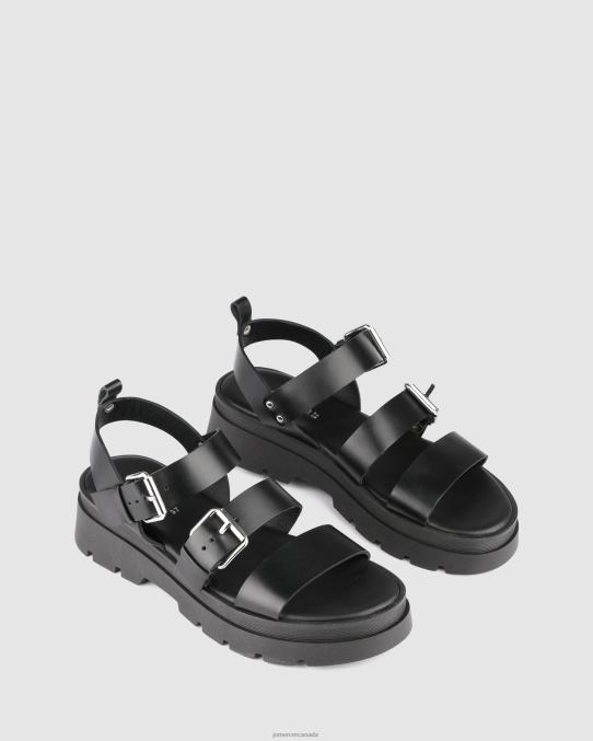Gia flat sandals Jo Mercer Black Leather Footwear 6D6FN275