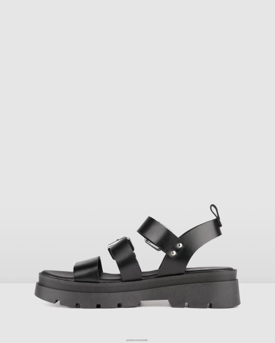 Gia flat sandals Jo Mercer Black Leather Footwear 6D6FN275