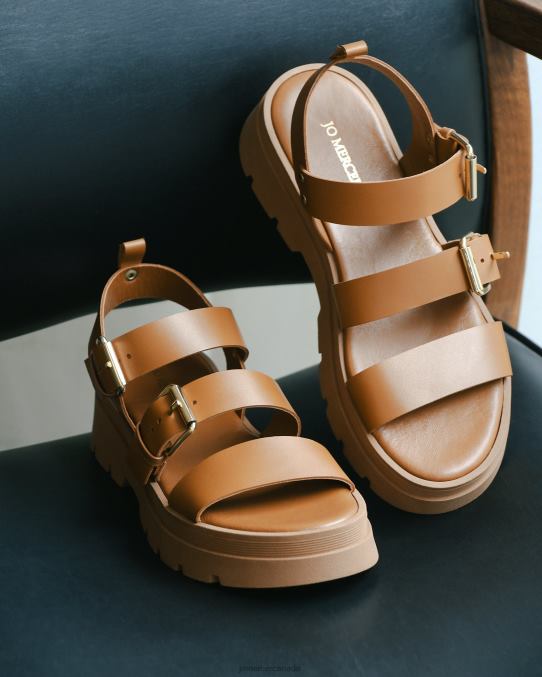 Gia flat sandals Jo Mercer Tan Leather Footwear 6D6FN276