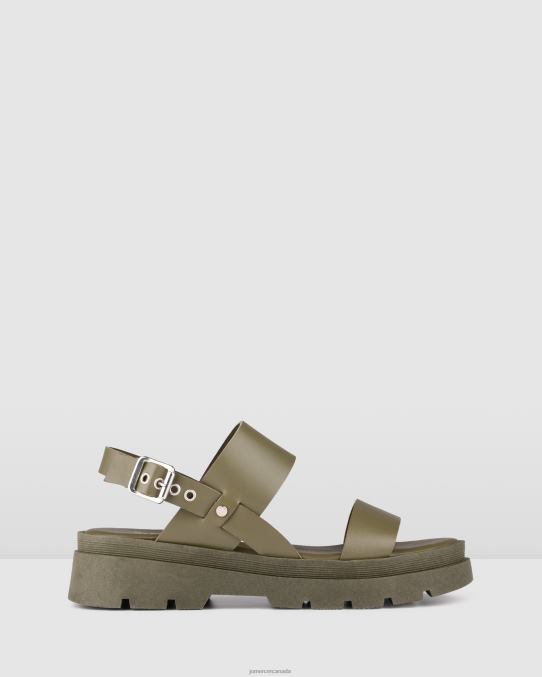 Grace flat sandals Jo Mercer Olive Green Leather Footwear 6D6FN277