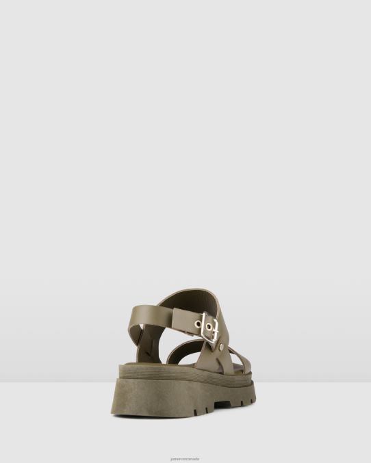 Grace flat sandals Jo Mercer Olive Green Leather Footwear 6D6FN277