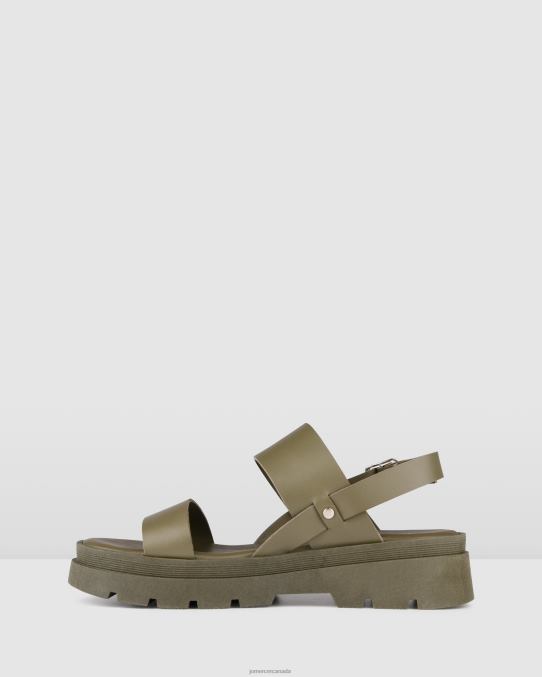 Grace flat sandals Jo Mercer Olive Green Leather Footwear 6D6FN277