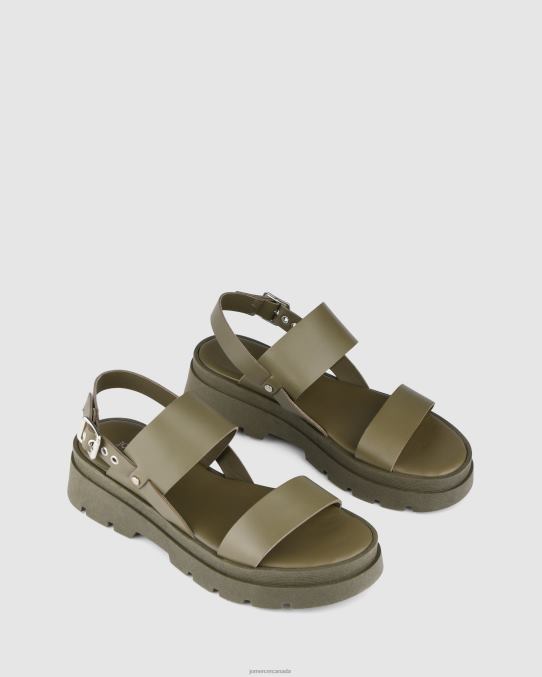 Grace flat sandals Jo Mercer Olive Green Leather Footwear 6D6FN277