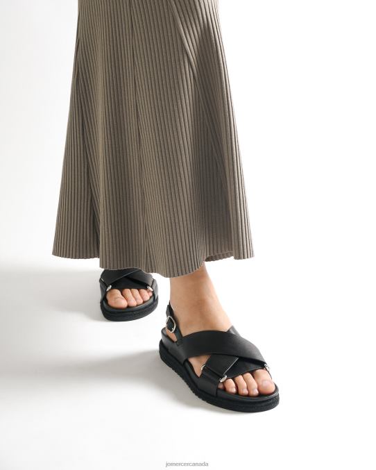 Miles flat espadrille sandals Jo Mercer Black Leather Footwear 6D6FN271