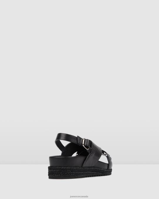 Miles flat espadrille sandals Jo Mercer Black Leather Footwear 6D6FN271