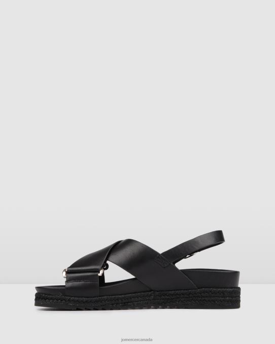 Miles flat espadrille sandals Jo Mercer Black Leather Footwear 6D6FN271