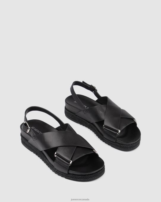 Miles flat espadrille sandals Jo Mercer Black Leather Footwear 6D6FN271