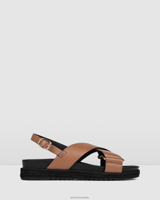 Miles flat espadrille sandals Jo Mercer Dark Tan Leather Footwear 6D6FN272