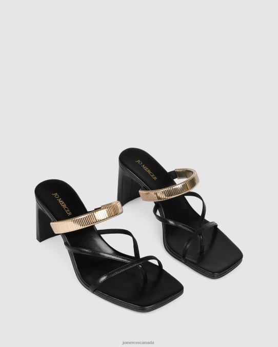 Adriana mid heel sandals Jo Mercer Black Leather Footwear 6D6FN61