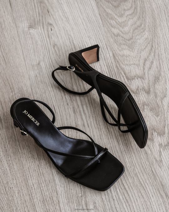 Valentina mid heel sandals Jo Mercer Black Leather Footwear 6D6FN68