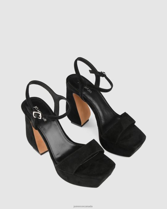 Delphina high heel platform sandals Jo Mercer Black Suede Footwear 6D6FN91