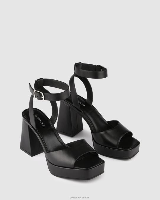Samantha high heel platform sandals Jo Mercer Black Leather Footwear 6D6FN89