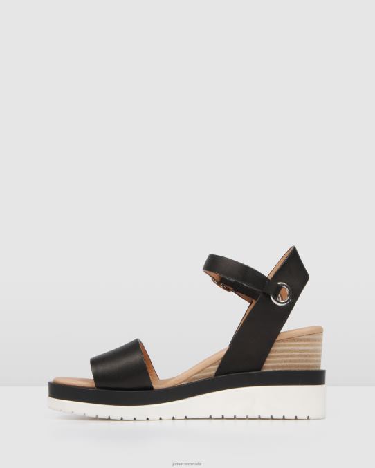 Kenzie mid heel wedges Jo Mercer Black Leather Footwear 6D6FN45