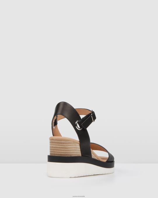 Kenzie mid heel wedges Jo Mercer Black Leather Footwear 6D6FN45