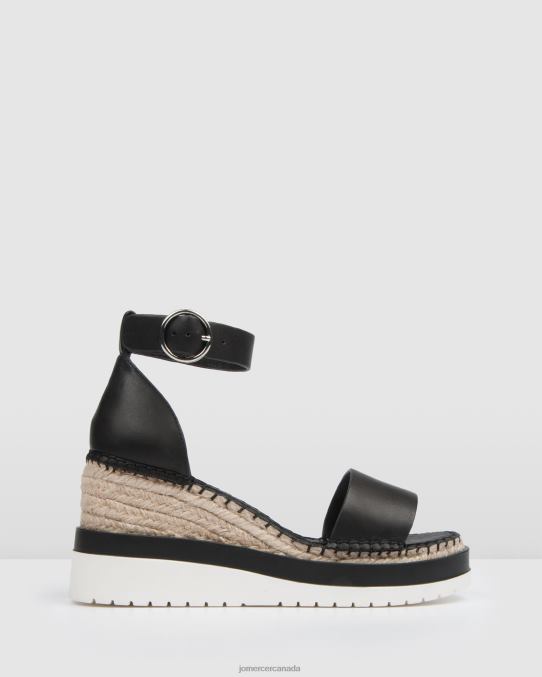 Klume mid heel wedge espadrilles Jo Mercer Black Leather Footwear 6D6FN50