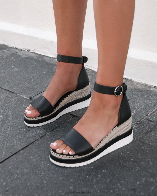 Klume mid heel wedge espadrilles Jo Mercer Black Leather Footwear 6D6FN50