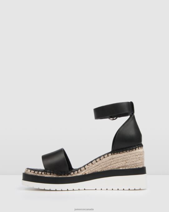 Klume mid heel wedge espadrilles Jo Mercer Black Leather Footwear 6D6FN50