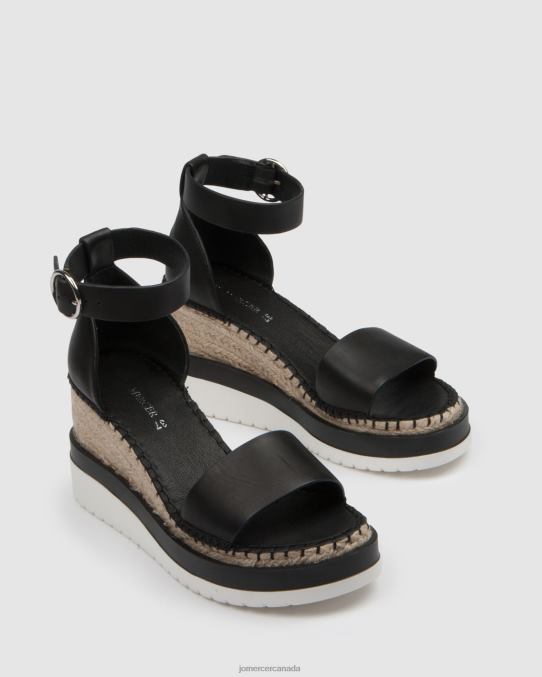 Klume mid heel wedge espadrilles Jo Mercer Black Leather Footwear 6D6FN50