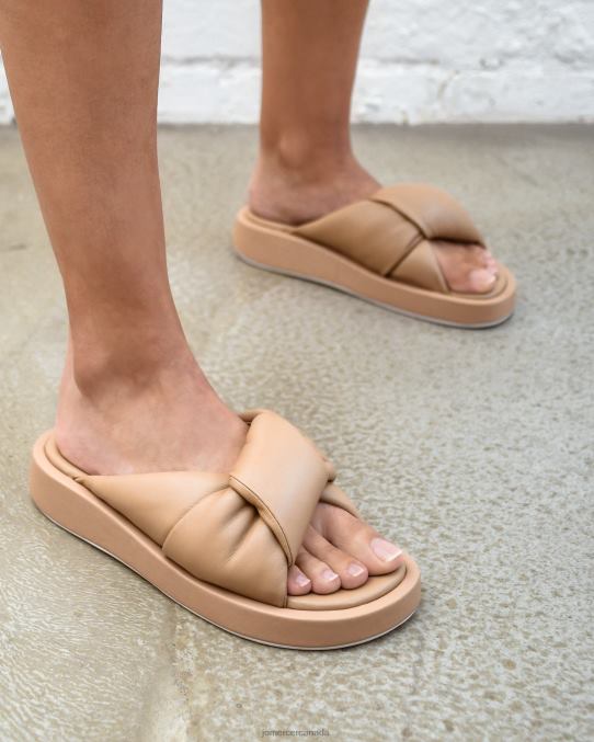 Dhaka flat slides Jo Mercer Beige Leather Footwear 6D6FN262