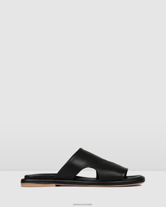 Evia flat slides Jo Mercer Black Leather Footwear 6D6FN259