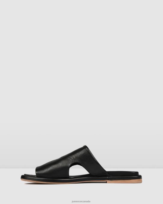 Evia flat slides Jo Mercer Black Leather Footwear 6D6FN259