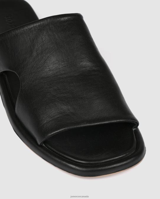Evia flat slides Jo Mercer Black Leather Footwear 6D6FN259