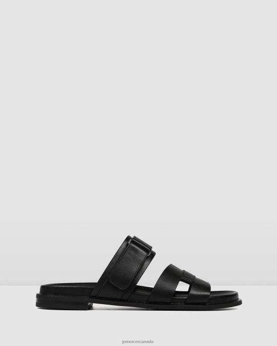 Hendrix flat slides Jo Mercer Black Leather Footwear 6D6FN244