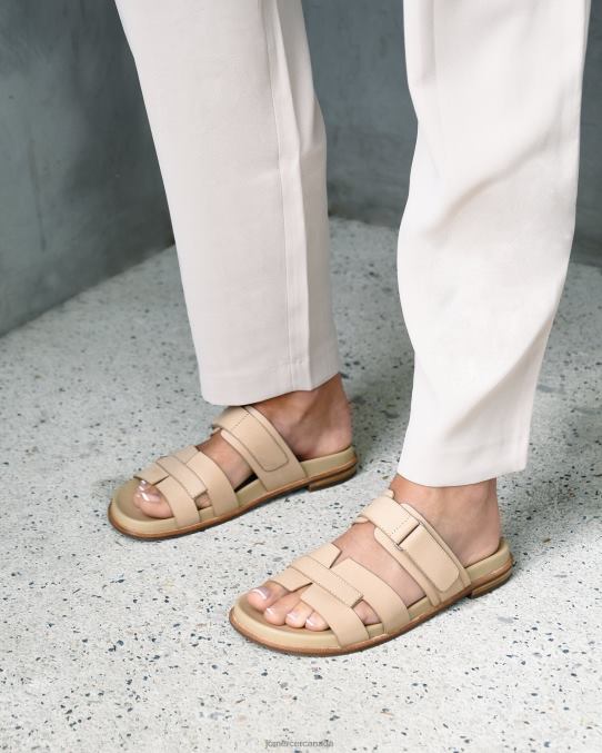 Hendrix flat slides Jo Mercer Natural Leather Footwear 6D6FN256
