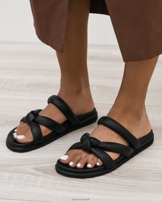 Hillary flat slides Jo Mercer Black Leather Footwear 6D6FN252