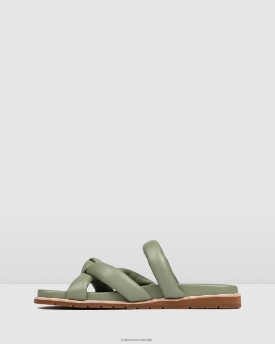 Hillary flat slides Jo Mercer Pistachio Green Leather Footwear 6D6FN264