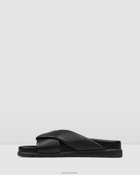 Valise flat slides Jo Mercer Black Leather Footwear 6D6FN253