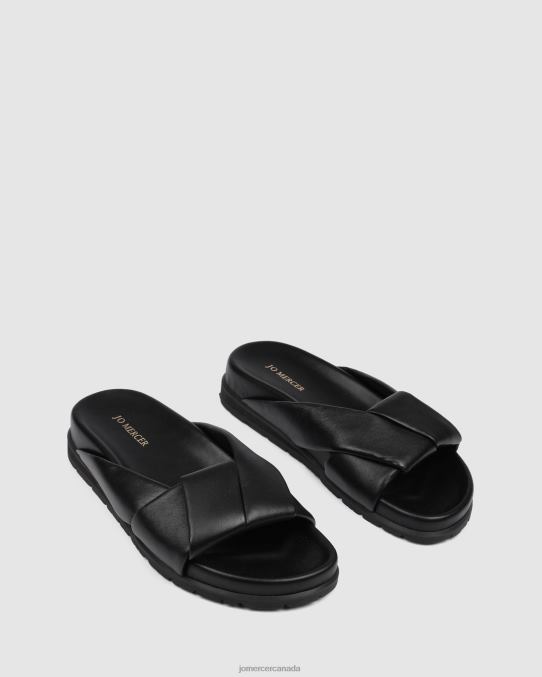 Valise flat slides Jo Mercer Black Leather Footwear 6D6FN253