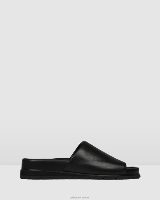 Villa flat slides Jo Mercer Black Leather Footwear 6D6FN251