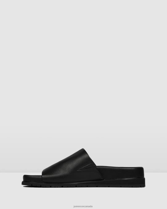 Villa flat slides Jo Mercer Black Leather Footwear 6D6FN251