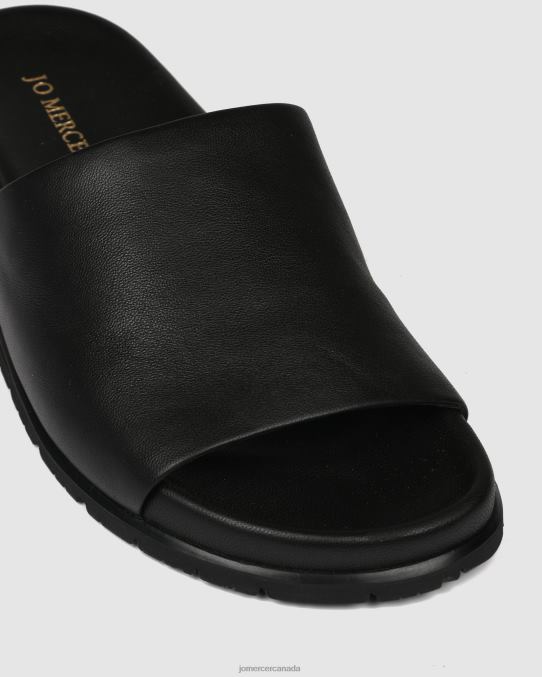 Villa flat slides Jo Mercer Black Leather Footwear 6D6FN251