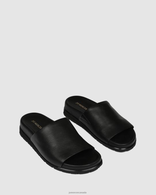 Villa flat slides Jo Mercer Black Leather Footwear 6D6FN251