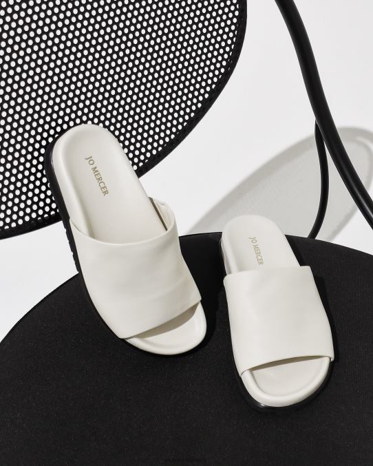 Villa flat slides Jo Mercer White Leather Footwear 6D6FN270