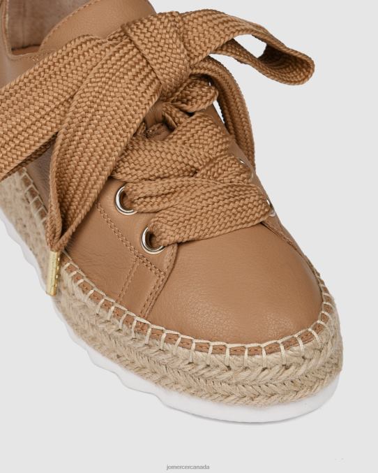 Annie lace up wedge espadrilles Jo Mercer Tan Leather Footwear 6D6FN184