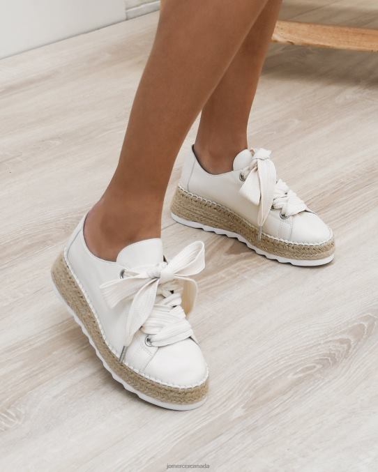Annie lace up wedge espadrilles Jo Mercer White Leather Footwear 6D6FN185