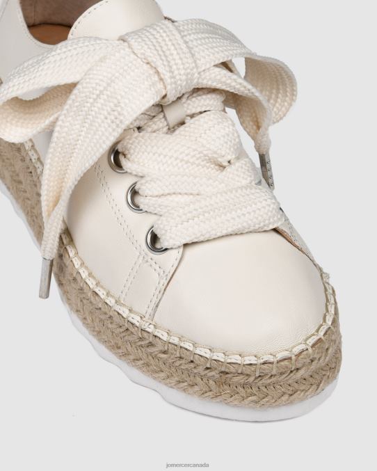 Annie lace up wedge espadrilles Jo Mercer White Leather Footwear 6D6FN185