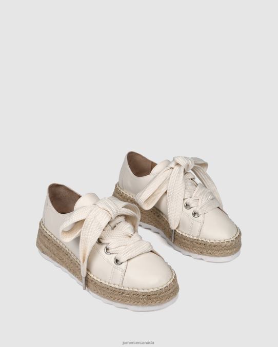 Annie lace up wedge espadrilles Jo Mercer White Leather Footwear 6D6FN185